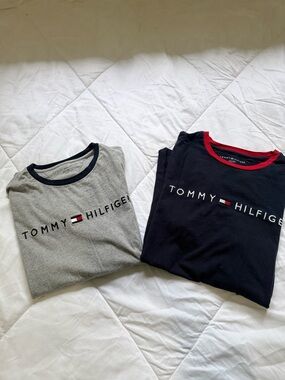 Tommy Hilfiger Short Sleeve Logo Tees - Navy & Gray